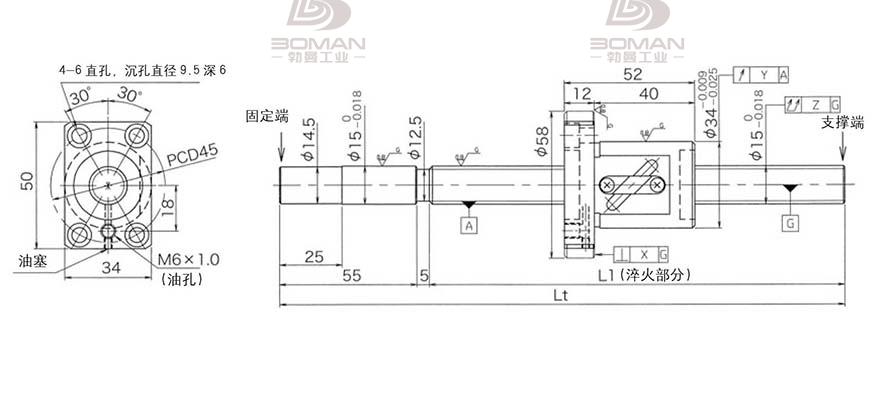 KURODA GG1510AS-BALR-0600A 黑田丝杆替换尺寸图
