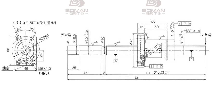 KURODA GG2010DS-BALR-1005A 黑田丝杆替换尺寸图解