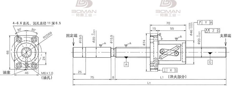 KURODA GG2020AS-BALR-1005A 黑田丝杆替换尺寸图解