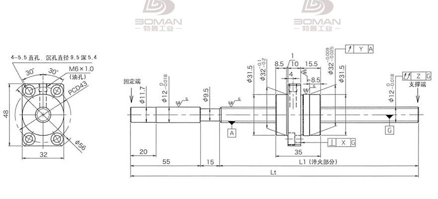 KURODA HG1230QS-BEZR-0800A 黑田精工丝杆底座安装图