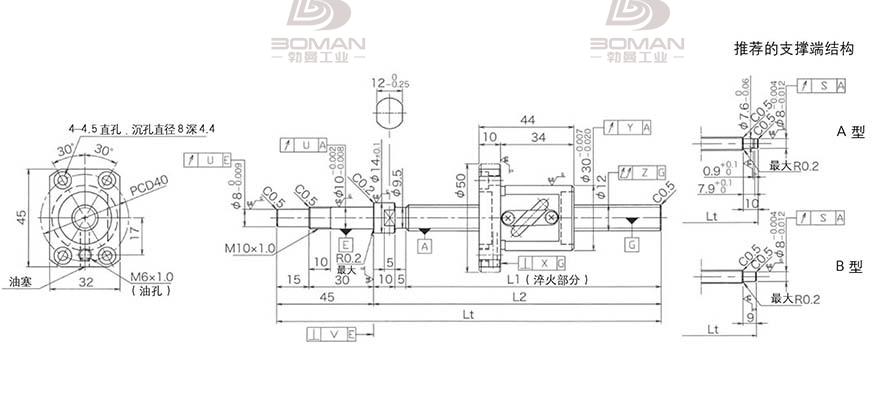 KURODA GP1205DS-BALR-0300B-C3S 黑田丝杆替换尺寸图片视频