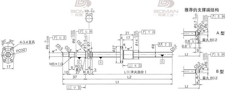 KURODA DP0802JS-HDNR-0180B-C3F 日本黑田丝杆和THK丝杆