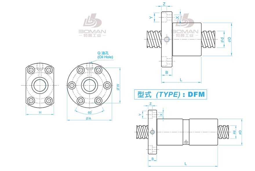 TBI DFM0325T-4 TBI丝杠SFAR尺寸